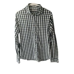 Express Blue and White Gingham Checkered Button Down Shirt‎